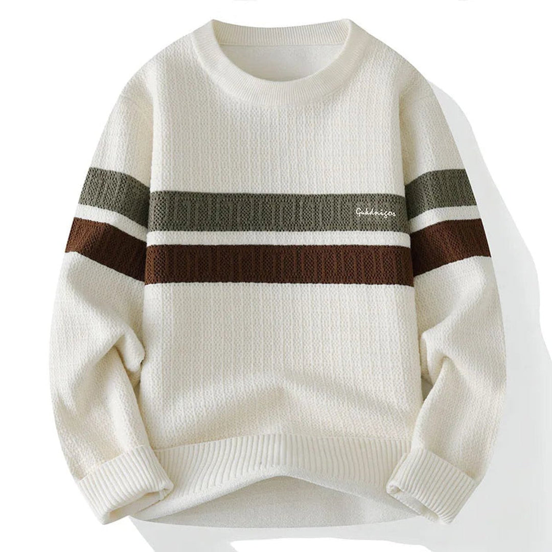 Theo | Men's Heritage Stripe Jumper Ribbed Crew Neck Knit