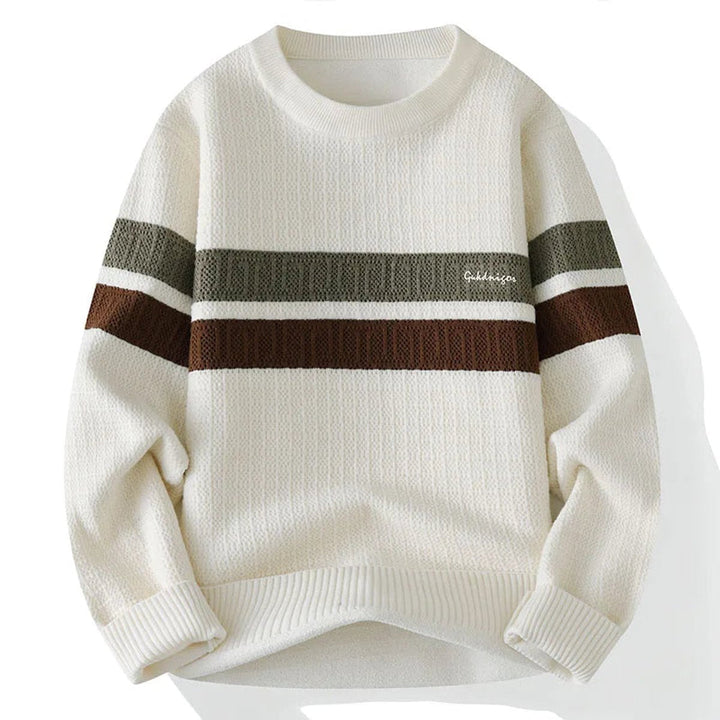 Theo | Men's Heritage Stripe Jumper Ribbed Crew Neck Knit