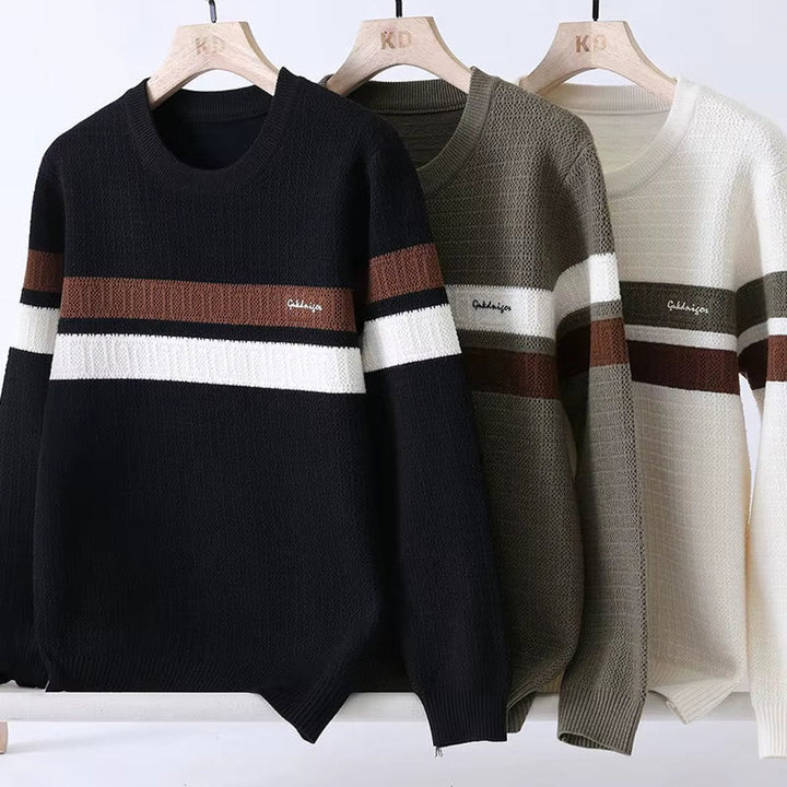 Theo | Men's Heritage Stripe Jumper Ribbed Crew Neck Knit