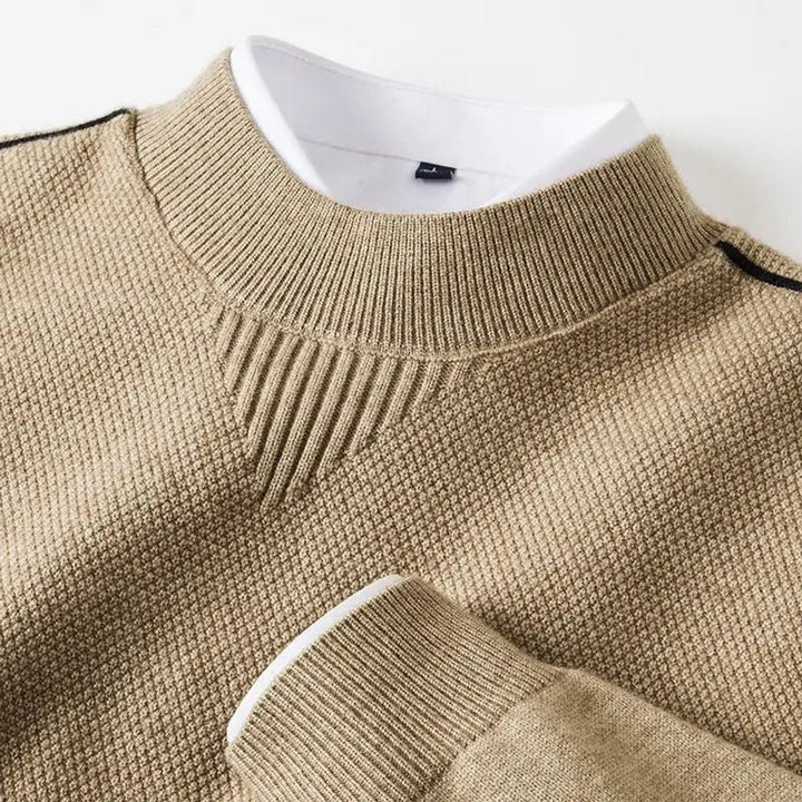 Henry | Men's Jacquard Knit Mock Neck Jumper Ribbed Collar
