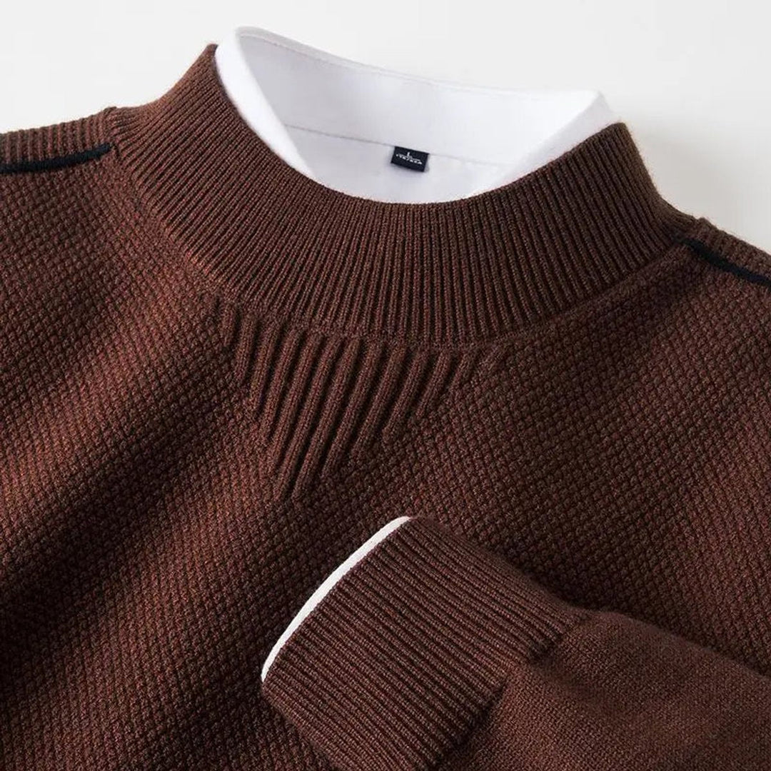 Henry | Men's Jacquard Knit Mock Neck Jumper Ribbed Collar