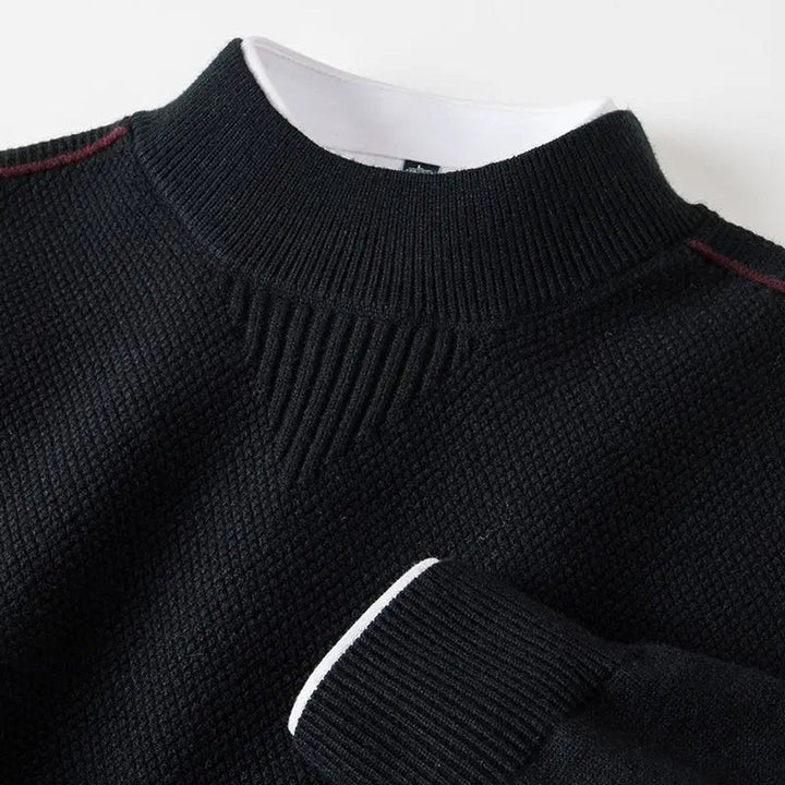 Henry | Men's Jacquard Knit Mock Neck Jumper Ribbed Collar