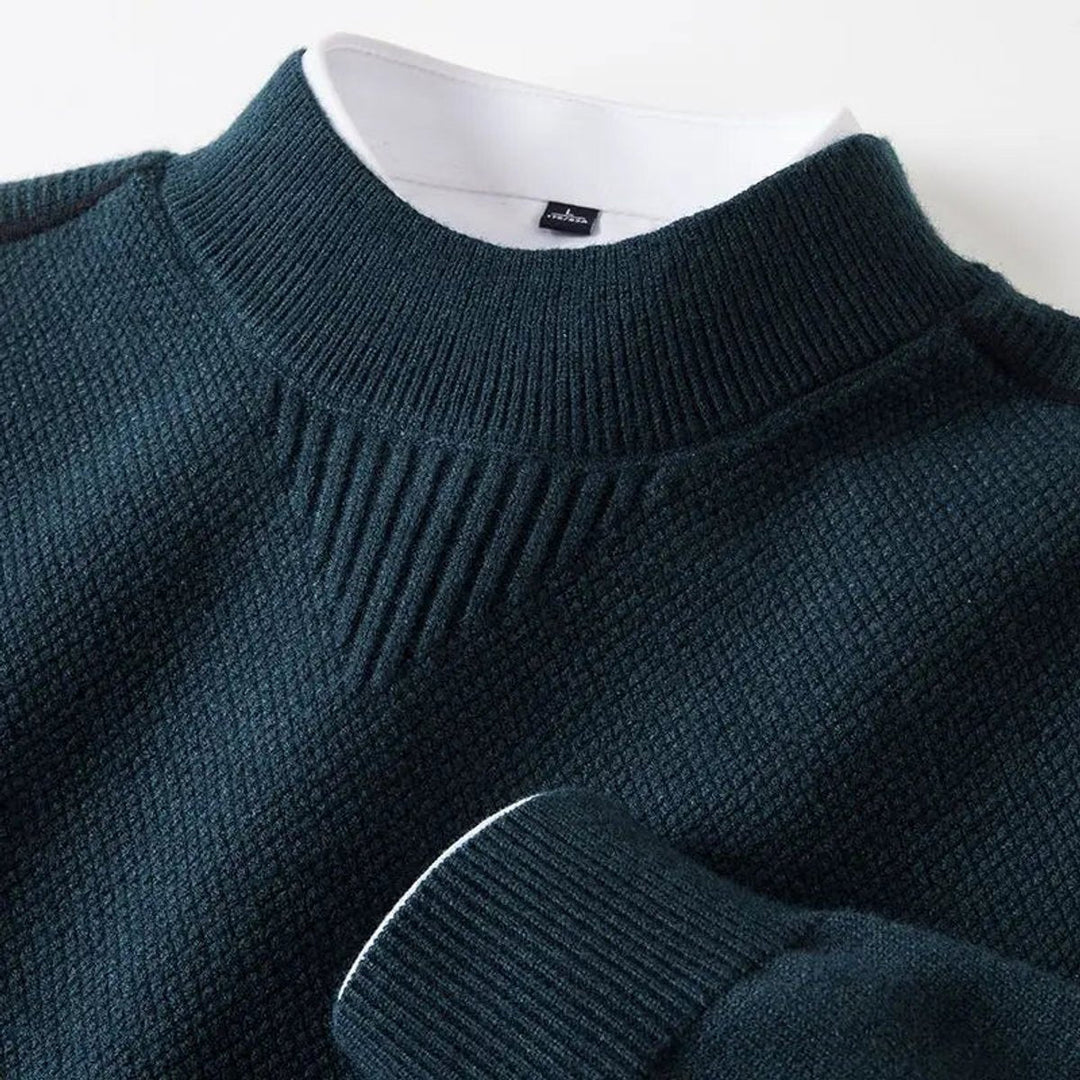 Henry | Men's Jacquard Knit Mock Neck Jumper Ribbed Collar