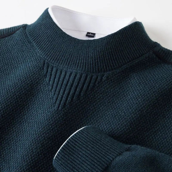 Henry | Men's Jacquard Knit Mock Neck Jumper Ribbed Collar