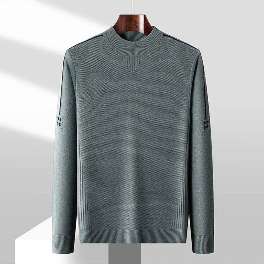 Henry | Men's Jacquard Knit Mock Neck Jumper Ribbed Collar