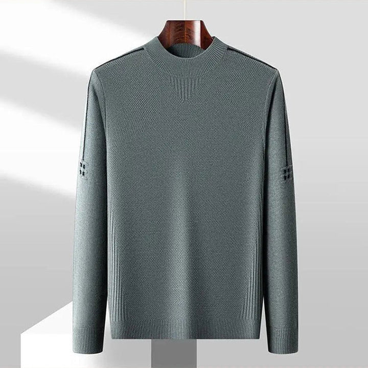 Henry | Men's Jacquard Knit Mock Neck Jumper Ribbed Collar