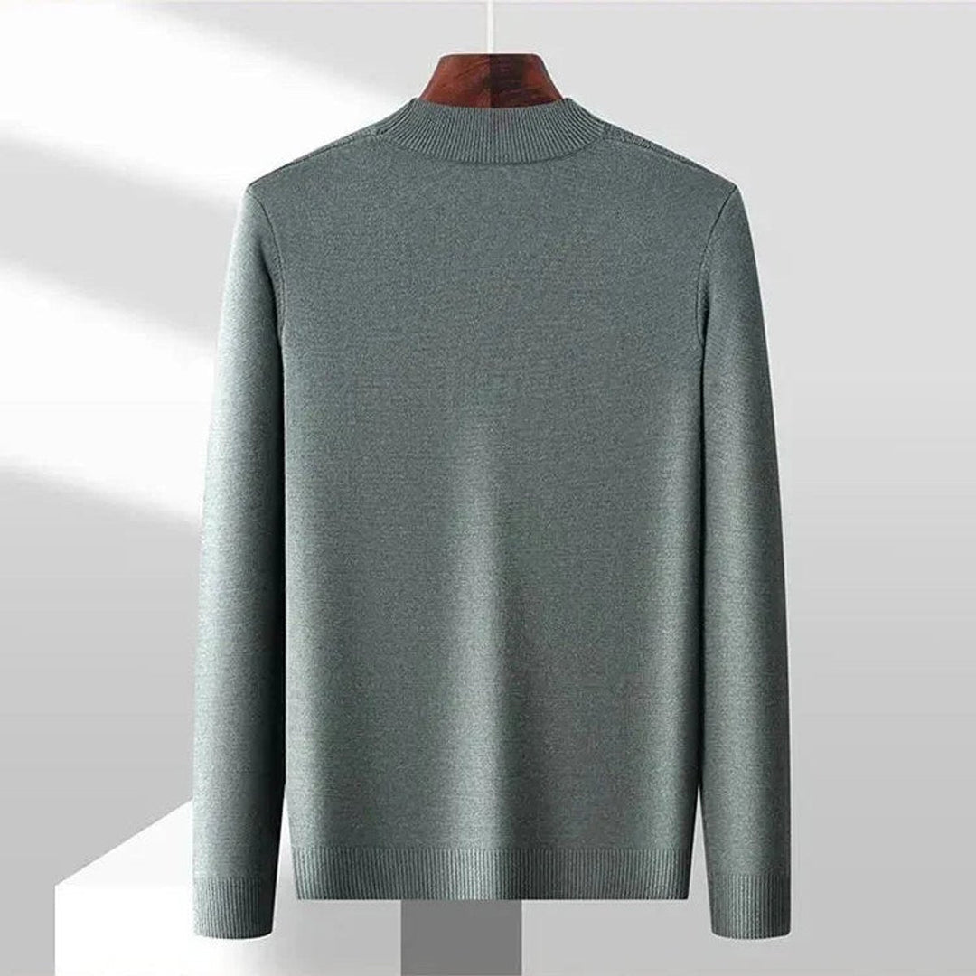 Henry | Men's Jacquard Knit Mock Neck Jumper Ribbed Collar