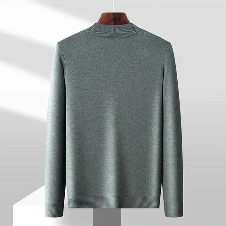 Henry | Men's Jacquard Knit Mock Neck Jumper Ribbed Collar
