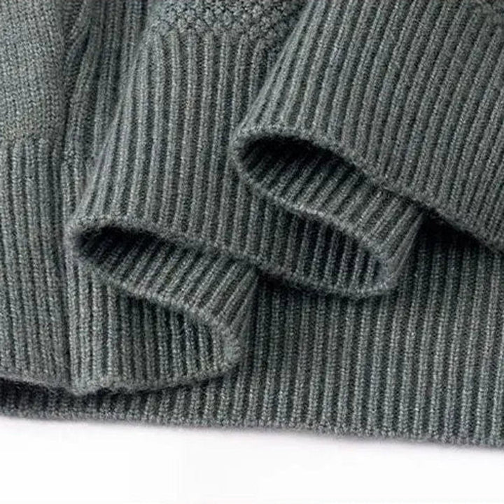 Henry | Men's Jacquard Knit Mock Neck Jumper Ribbed Collar