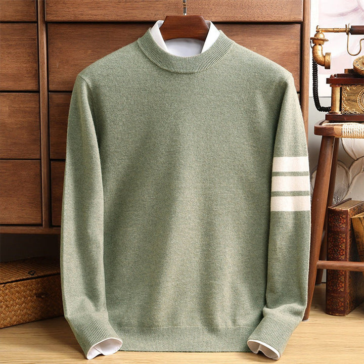 Charlie | Men's Lambswool Knitted Jumper Contrast Striped Sleeve