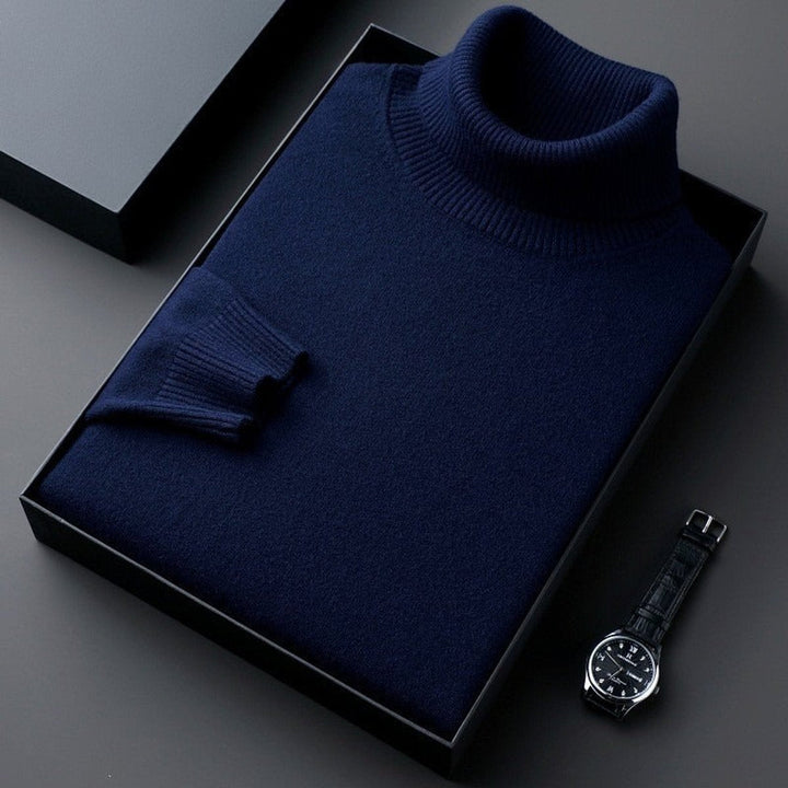 Muhammad | Men's Slim-Fit Pure Cashmere Turtleneck Jumper Ribbed Cuffs