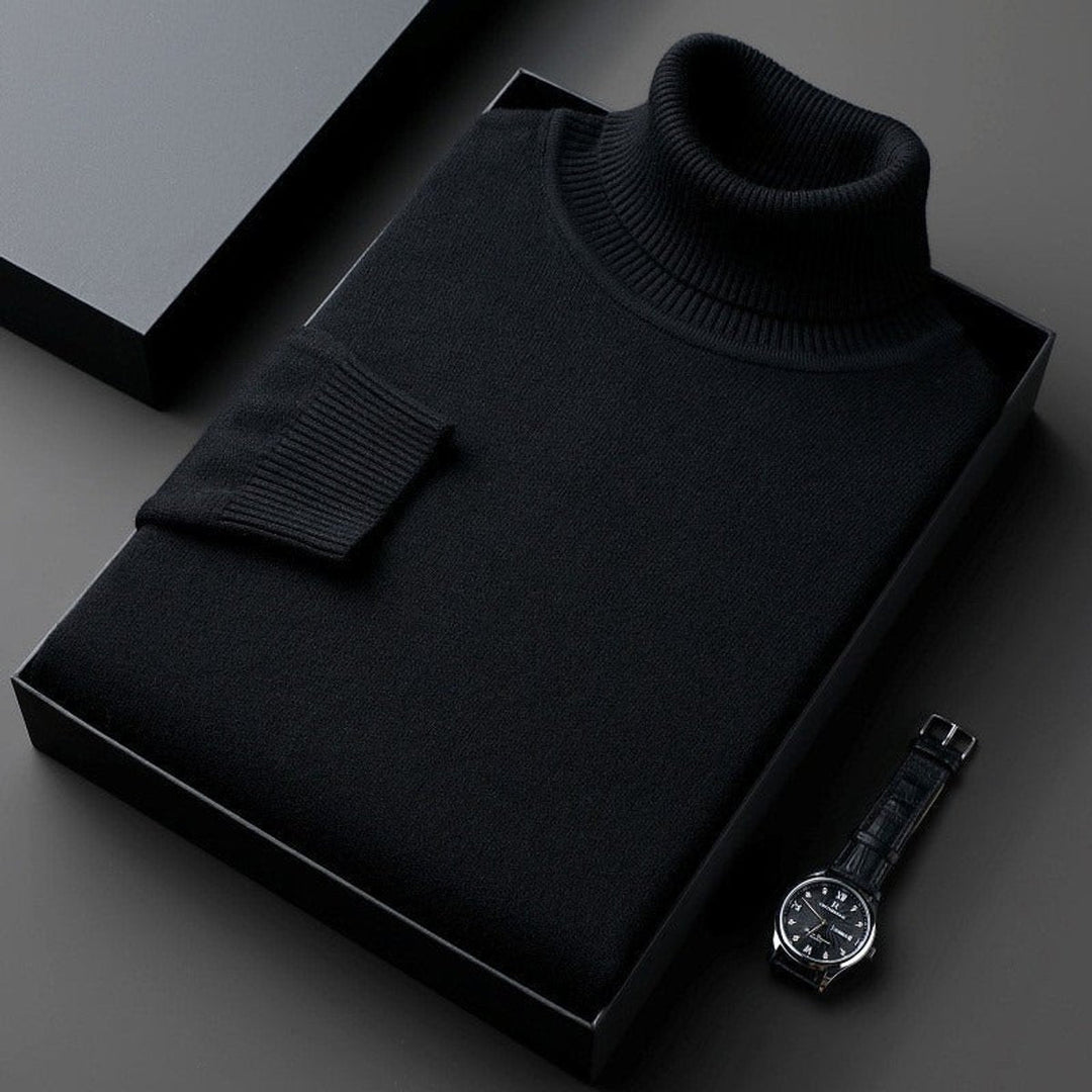 Muhammad | Men's Slim-Fit Pure Cashmere Turtleneck Jumper Ribbed Cuffs