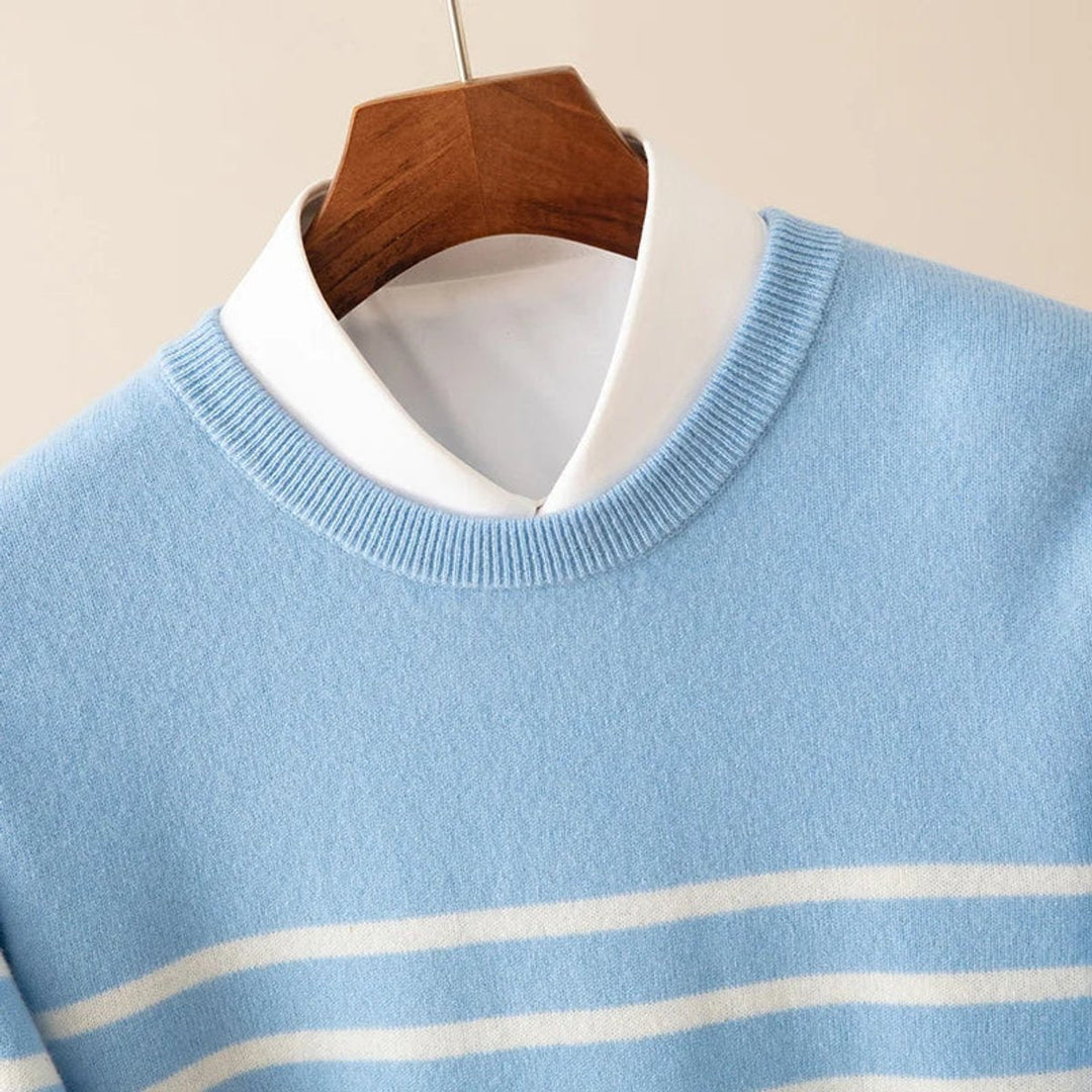 James | Men's Striped Merino Cashmere Blend Jumper Crew Neck