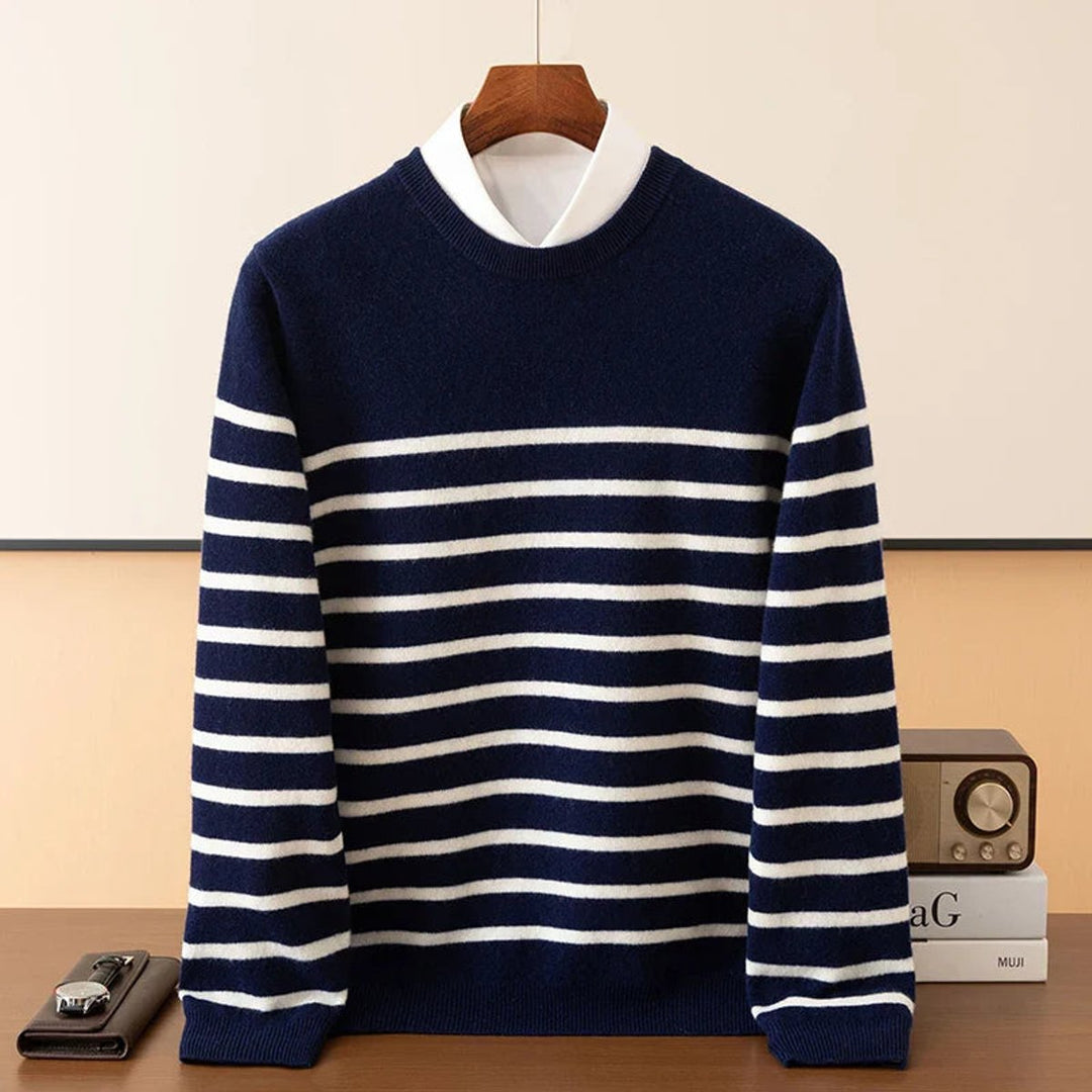 James | Men's Striped Merino Cashmere Blend Jumper Crew Neck