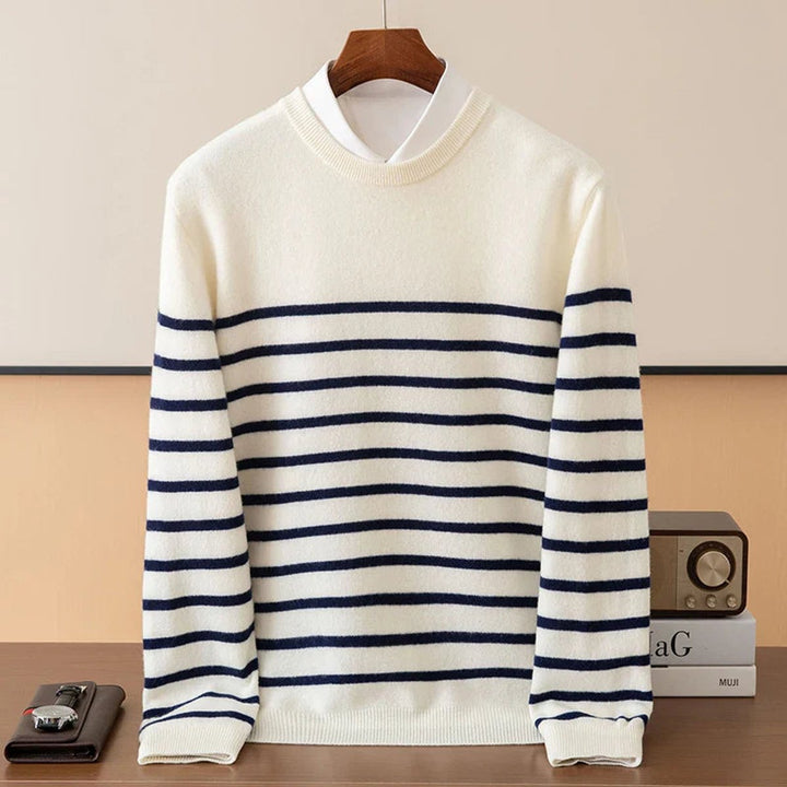 James | Men's Striped Merino Cashmere Blend Jumper Crew Neck