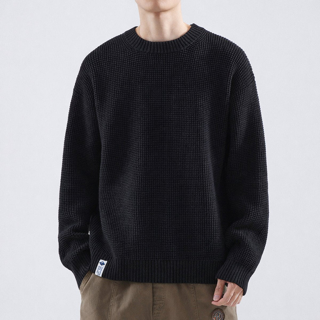 William | Men's Waffle-Knit Jumper Crew Neck Relaxed Fit