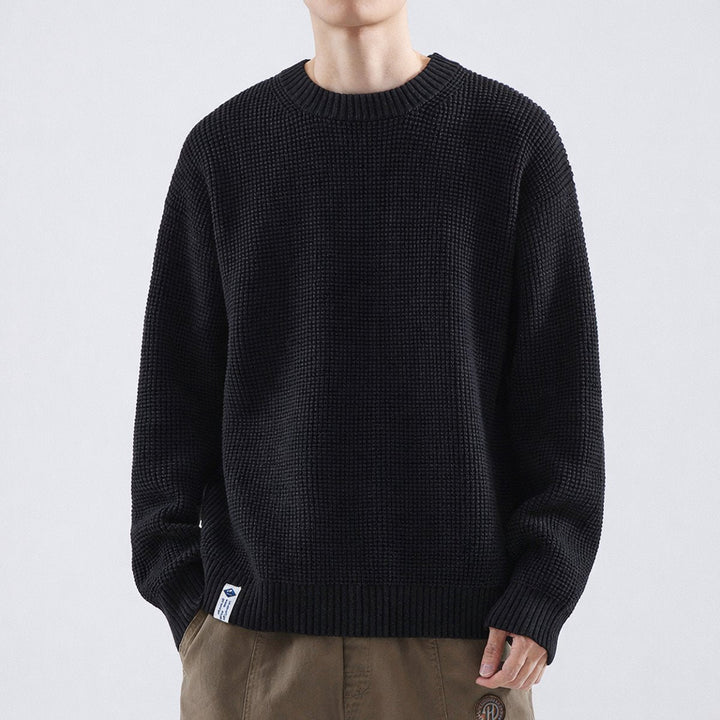 William | Men's Waffle-Knit Jumper Crew Neck Relaxed Fit