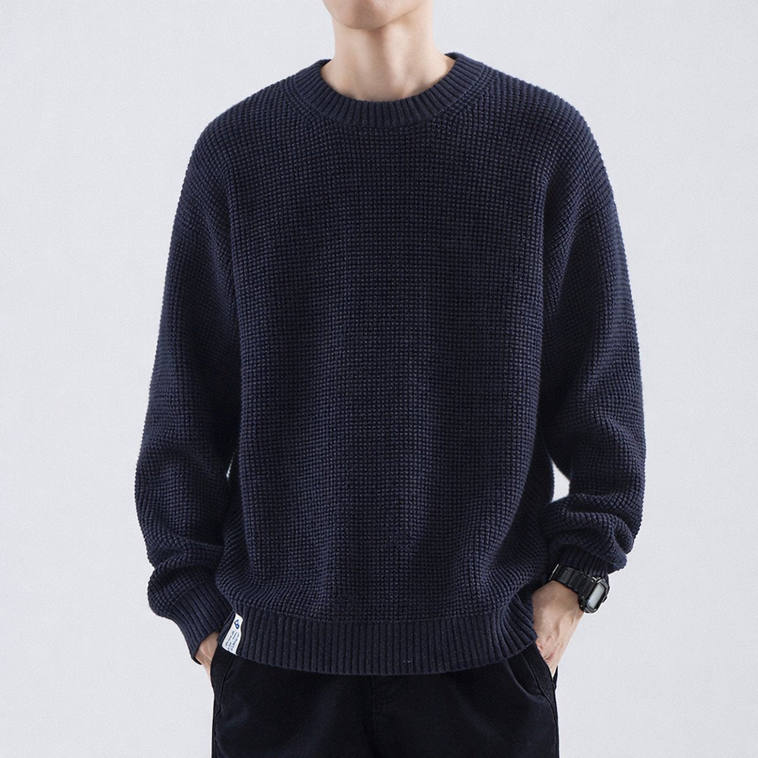 William | Men's Waffle-Knit Jumper Crew Neck Relaxed Fit