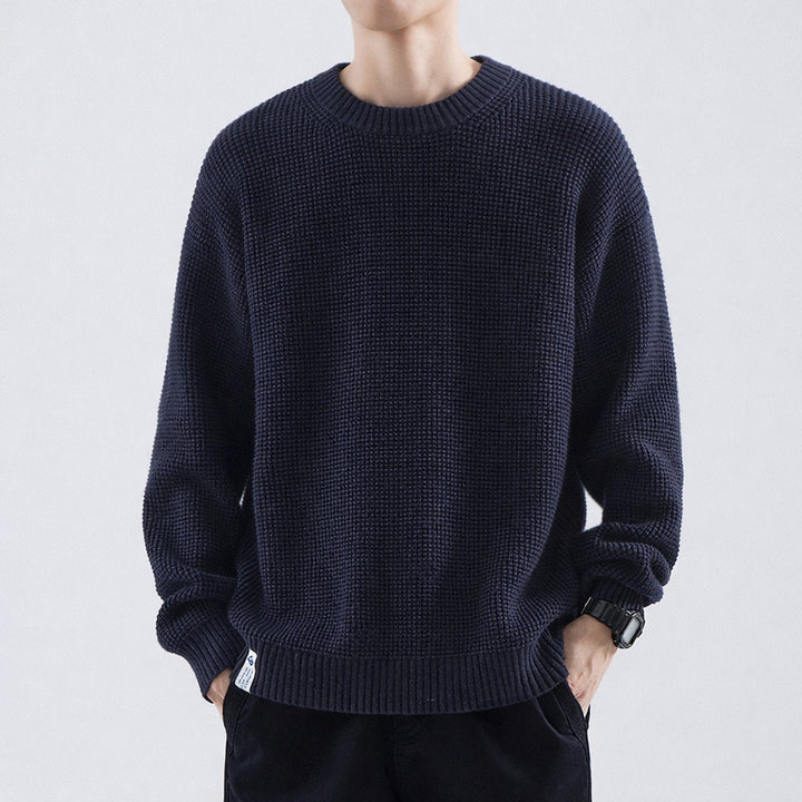 William | Men's Waffle-Knit Jumper Crew Neck Relaxed Fit