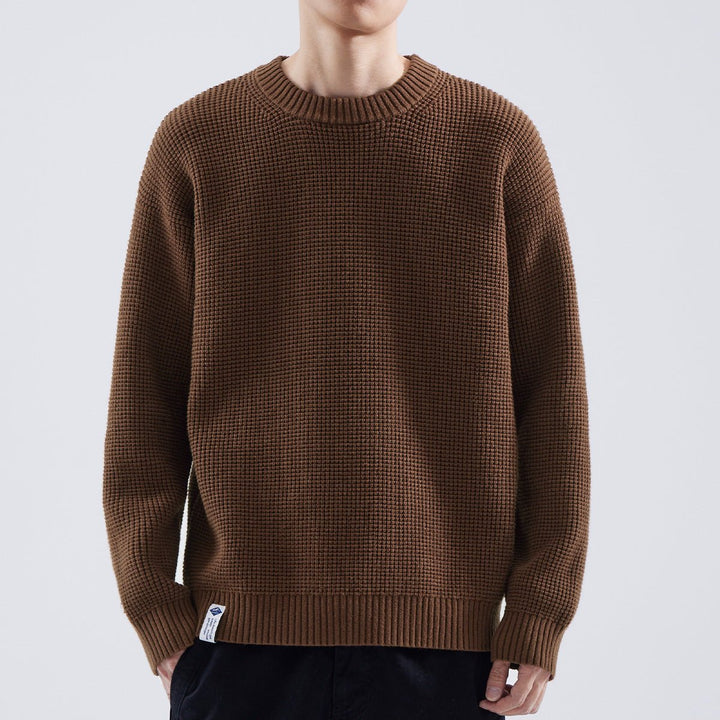 William | Men's Waffle-Knit Jumper Crew Neck Relaxed Fit