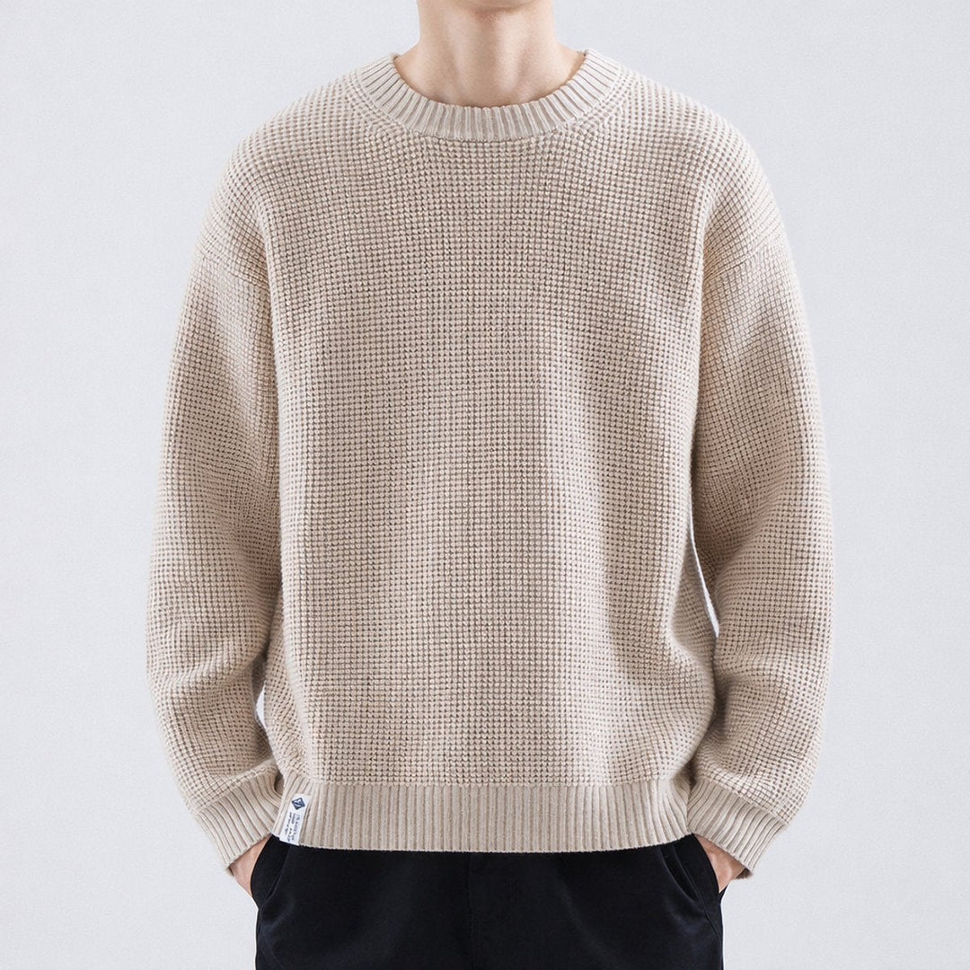 William | Men's Waffle-Knit Jumper Crew Neck Relaxed Fit