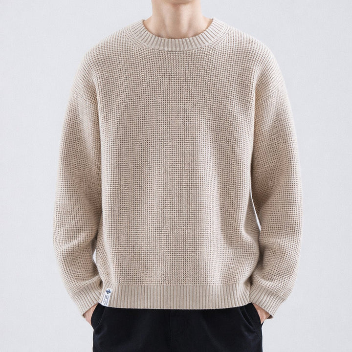 William | Men's Waffle-Knit Jumper Crew Neck Relaxed Fit