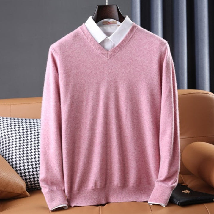 Oliver | Men's V-Neck Cashmere Blend Knitted Jumper Pullover
