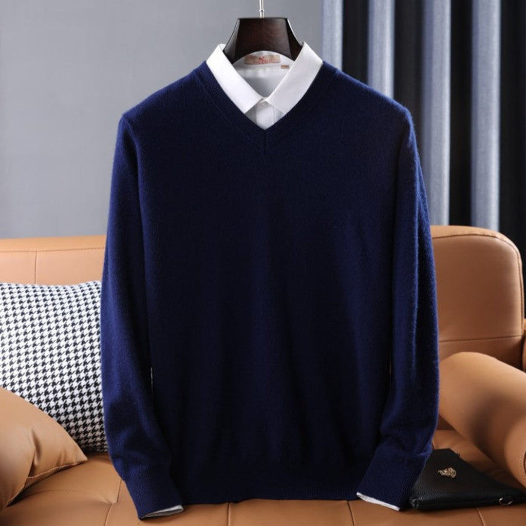 Oliver | Men's V-Neck Cashmere Blend Knitted Jumper Pullover