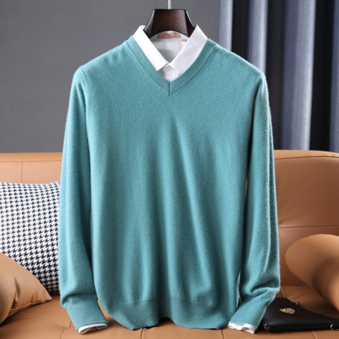 Oliver | Men's V-Neck Cashmere Blend Knitted Jumper Pullover