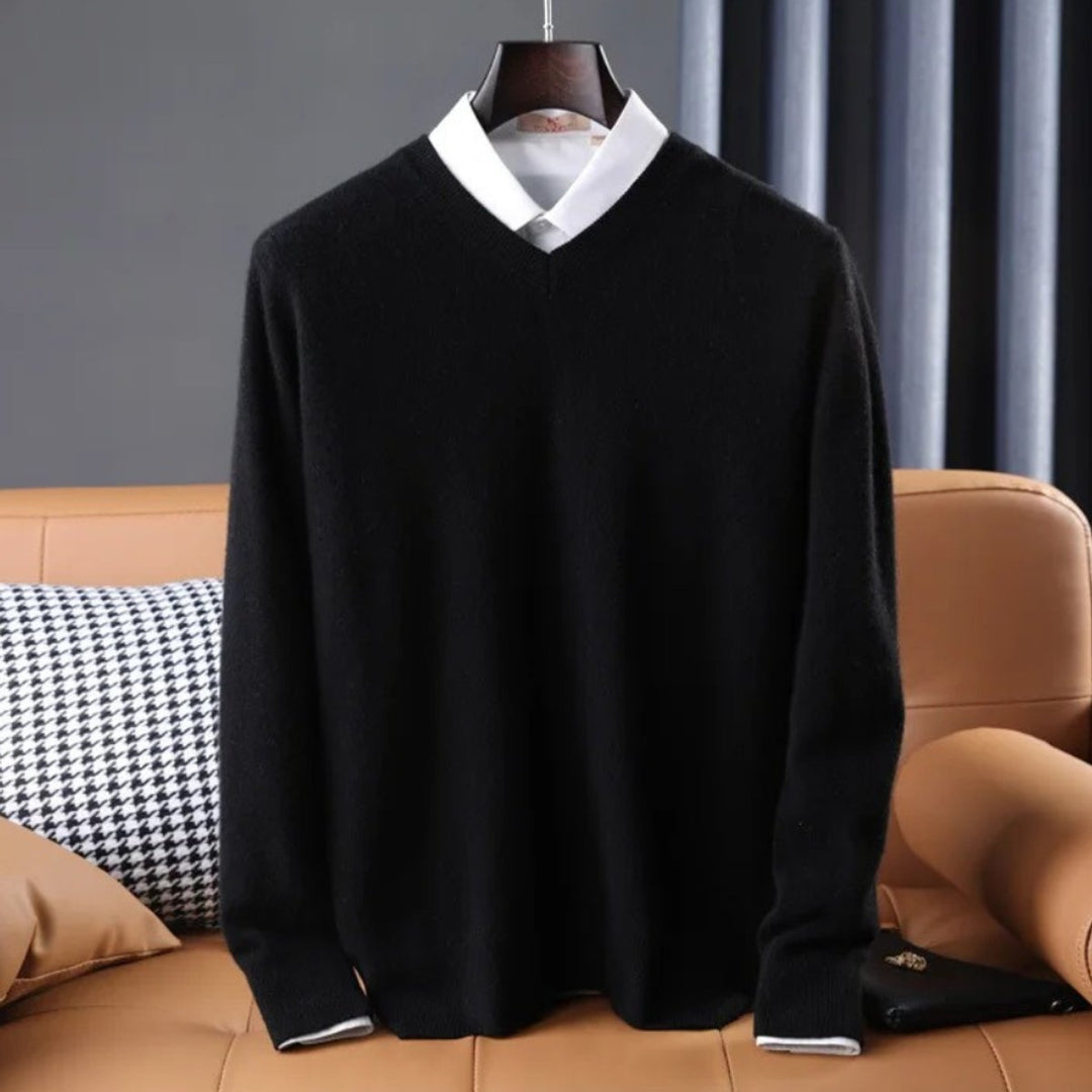 Oliver | Men's V-Neck Cashmere Blend Knitted Jumper Pullover