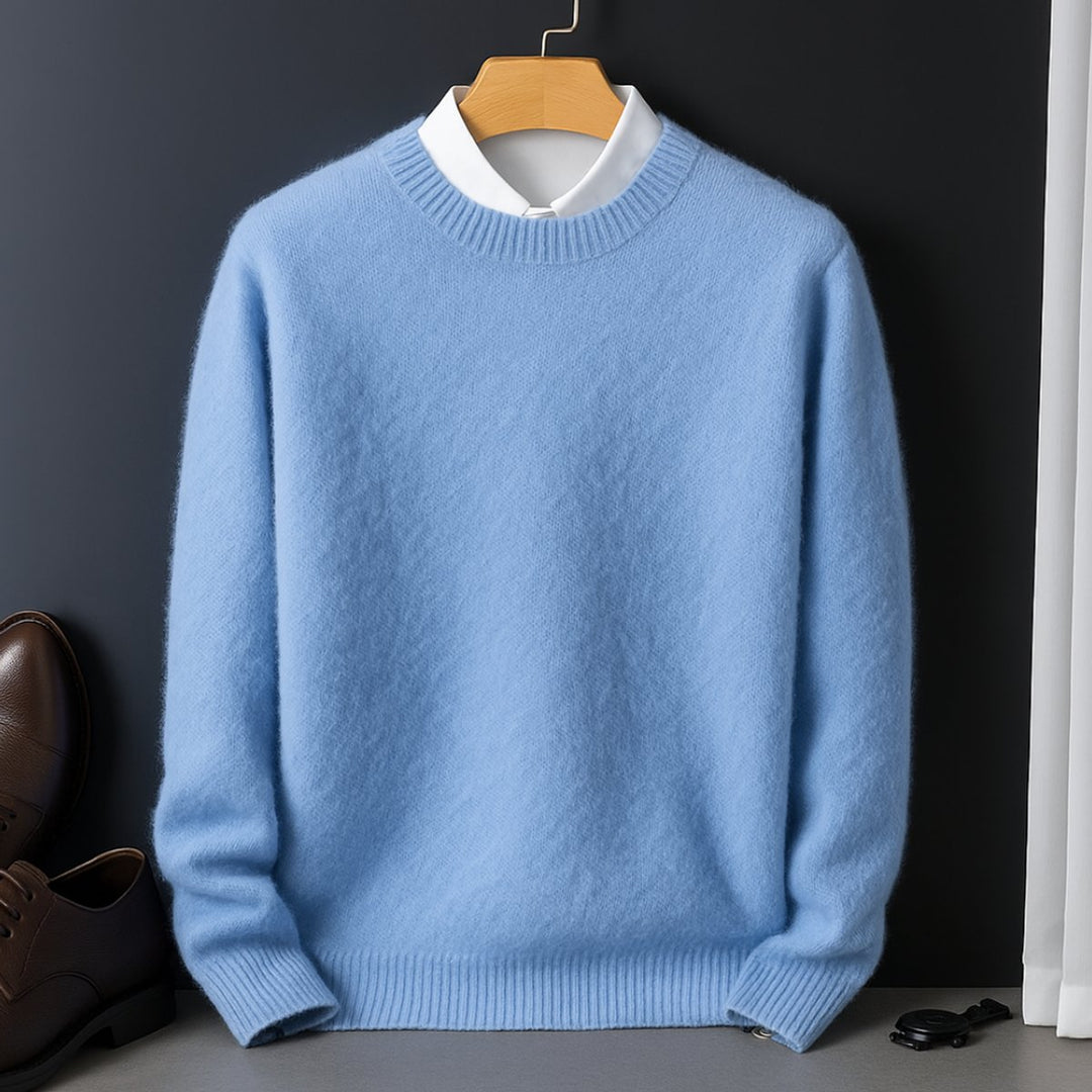 William | Mens Jumpers Cashmere Knit Crew-Neck Fluffy Pullover