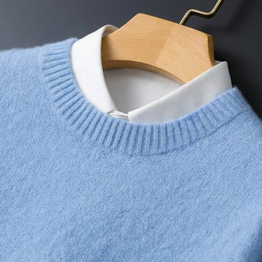 William | Mens Jumpers Cashmere Knit Crew-Neck Fluffy Pullover