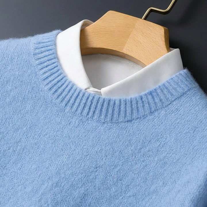 William | Mens Jumpers Cashmere Knit Crew-Neck Fluffy Pullover