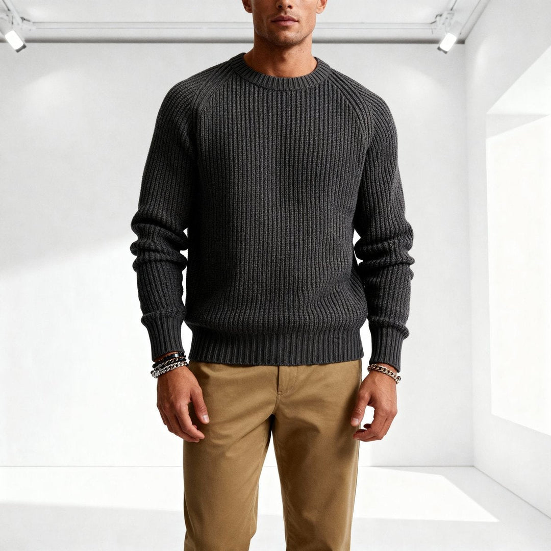 Oscar | Mens Jumpers Heavyweight Cotton Fisherman Rib Crewneck Knit