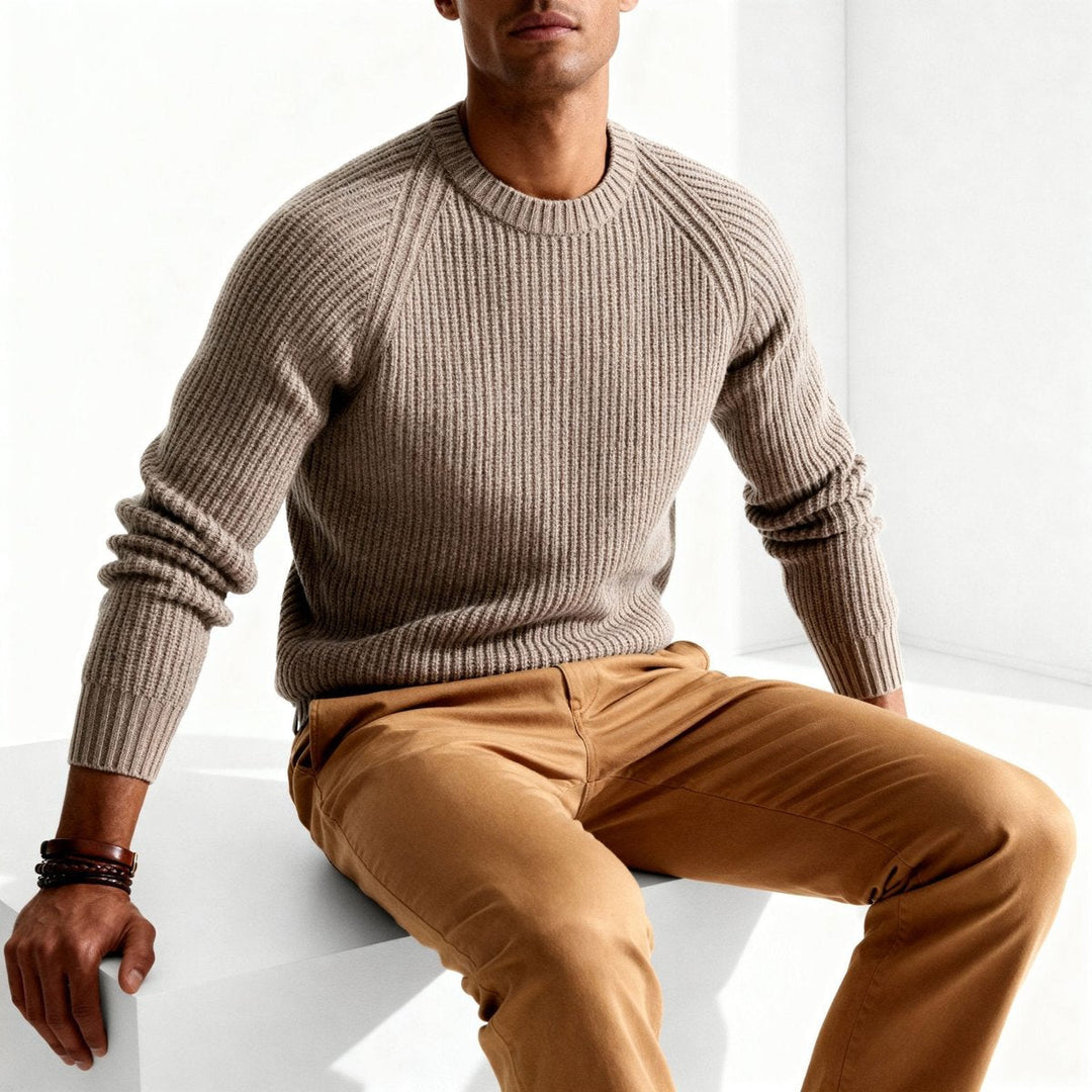Oscar | Mens Jumpers Heavyweight Cotton Fisherman Rib Crewneck Knit