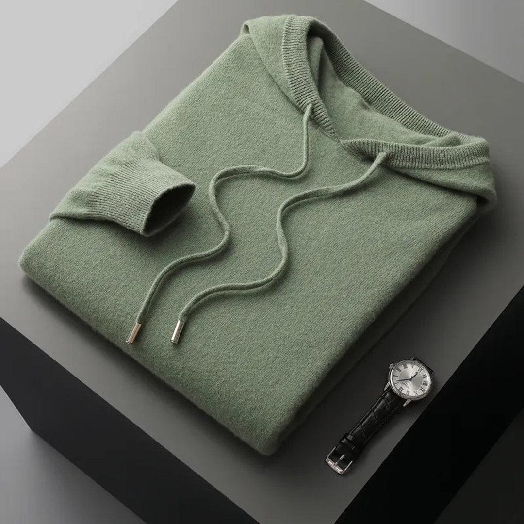 Noah | Men's Merino Wool Hooded Knit Jumper Drawstring Hood
