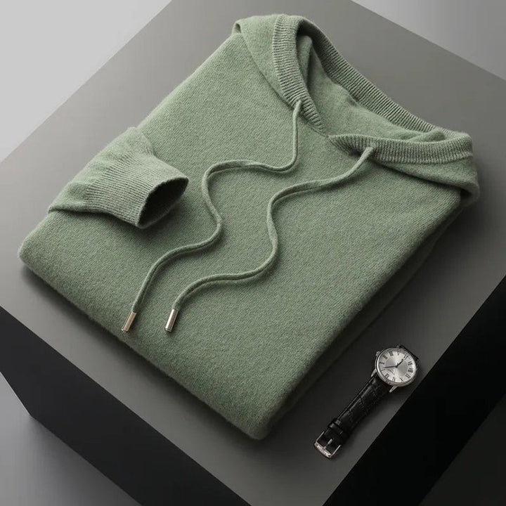 Noah | Men's Merino Wool Hooded Knit Jumper Drawstring Hood