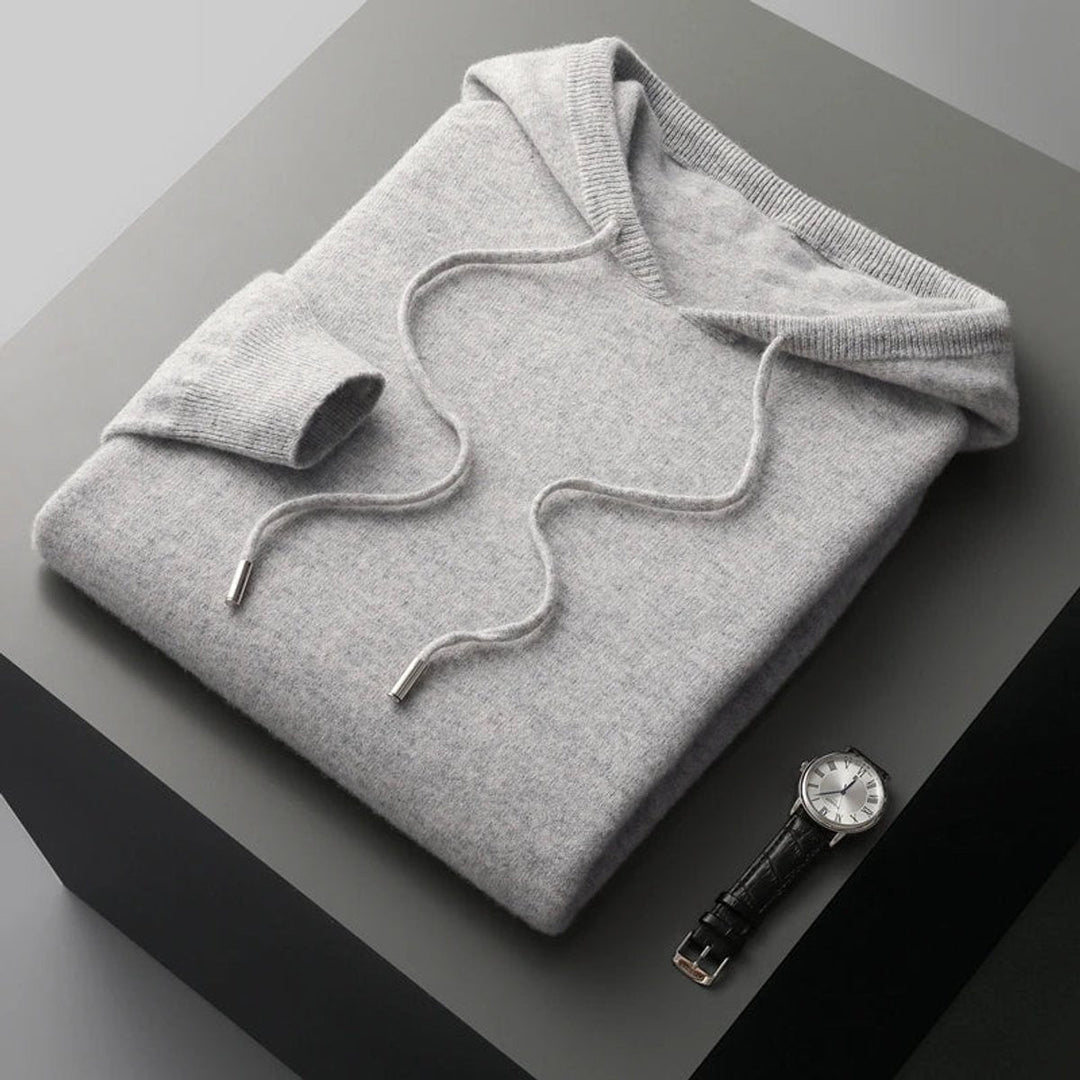 Noah | Men's Merino Wool Hooded Knit Jumper Drawstring Hood