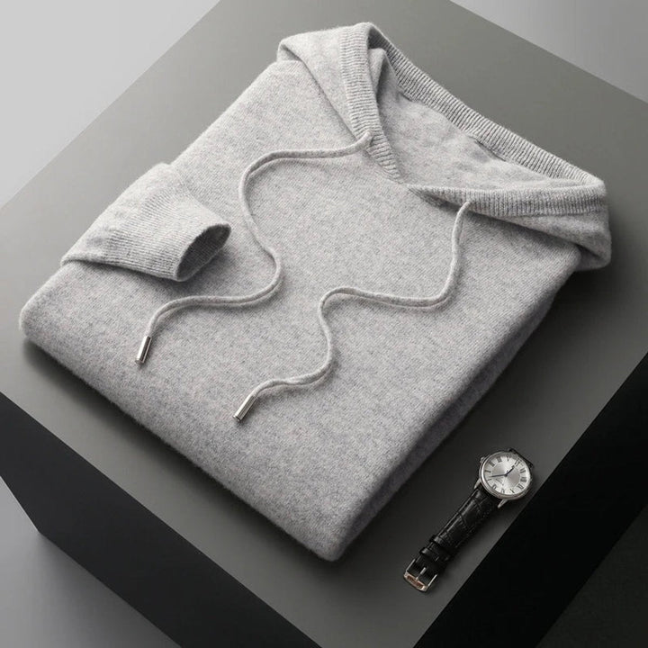 Noah | Men's Merino Wool Hooded Knit Jumper Drawstring Hood