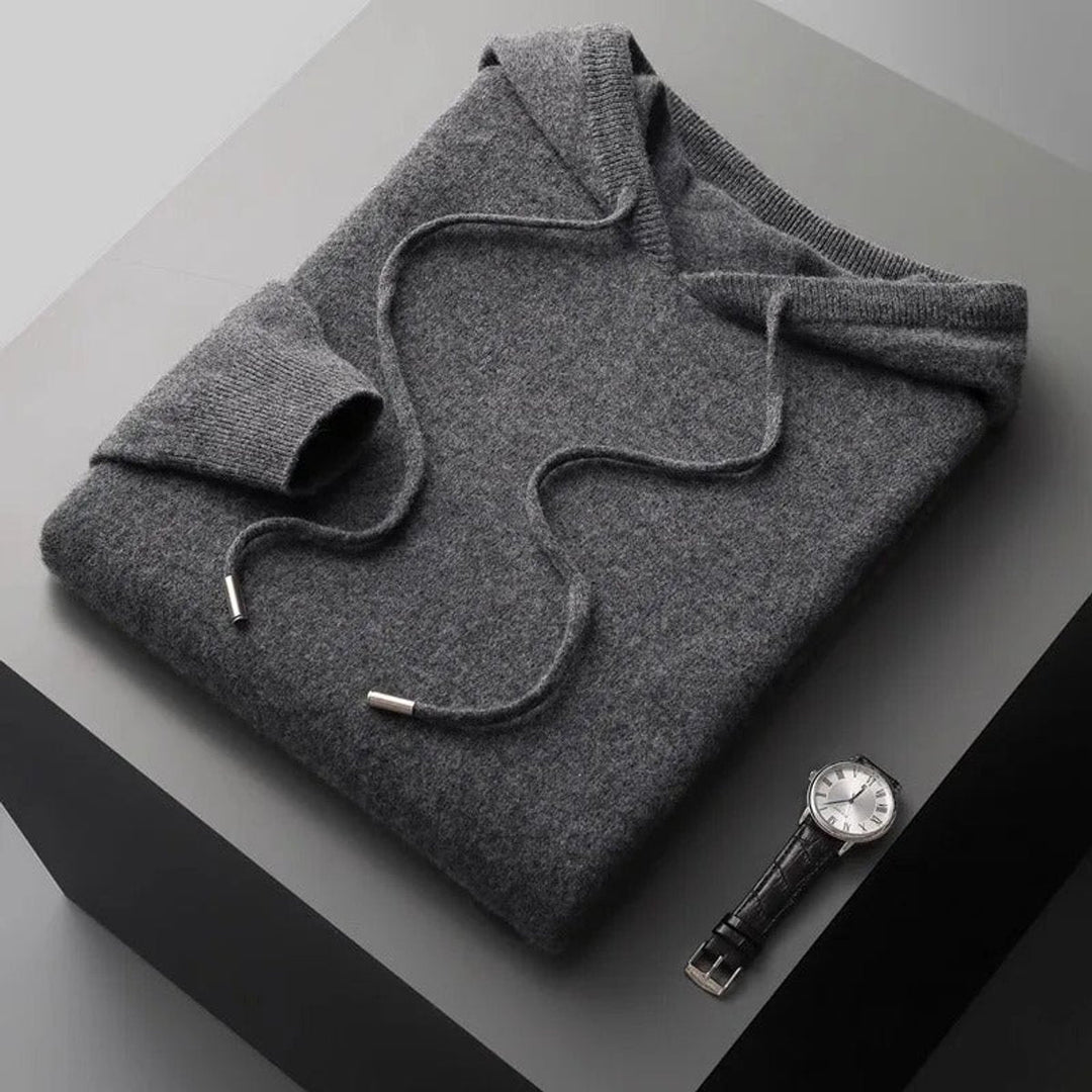 Noah | Men's Merino Wool Hooded Knit Jumper Drawstring Hood