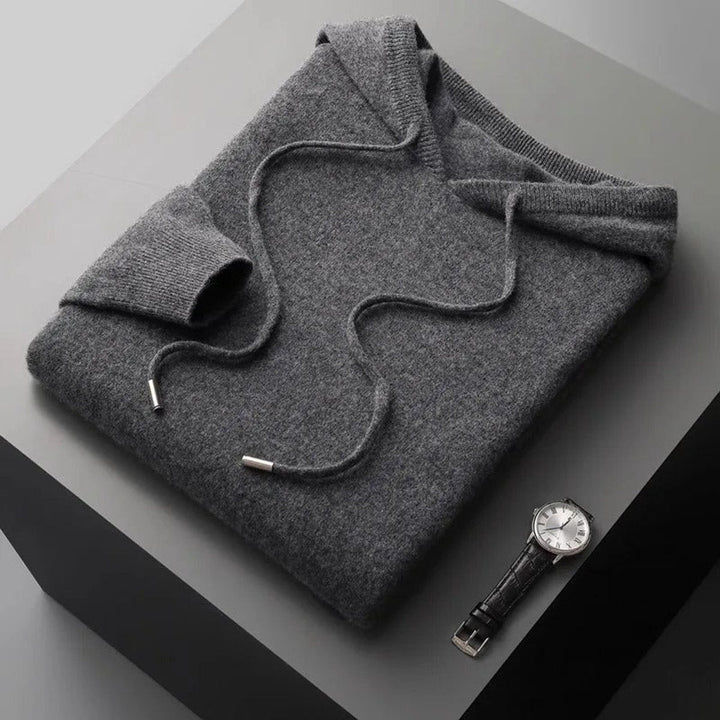 Noah | Men's Merino Wool Hooded Knit Jumper Drawstring Hood
