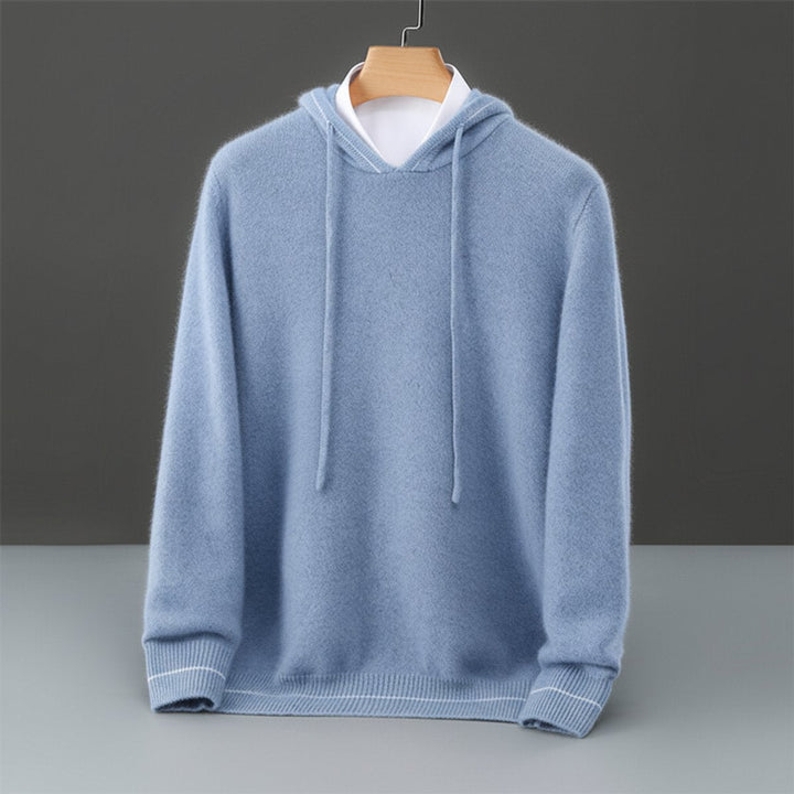 George | Men's Pure Cashmere Knitted Hoodie Drawstring Pullover