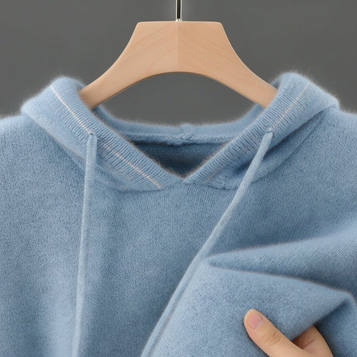 George | Men's Pure Cashmere Knitted Hoodie Drawstring Pullover