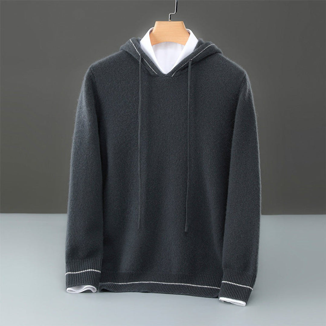 George | Men's Pure Cashmere Knitted Hoodie Drawstring Pullover