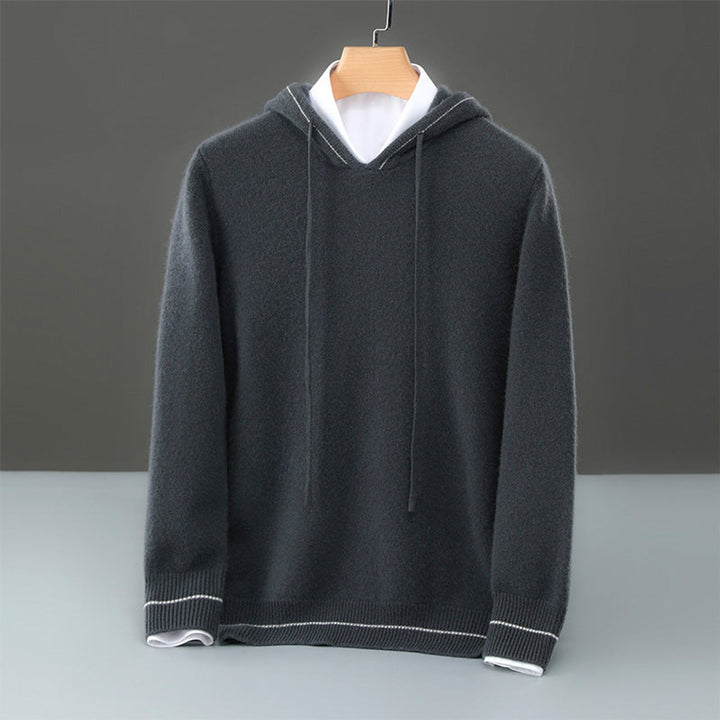 George | Men's Pure Cashmere Knitted Hoodie Drawstring Pullover