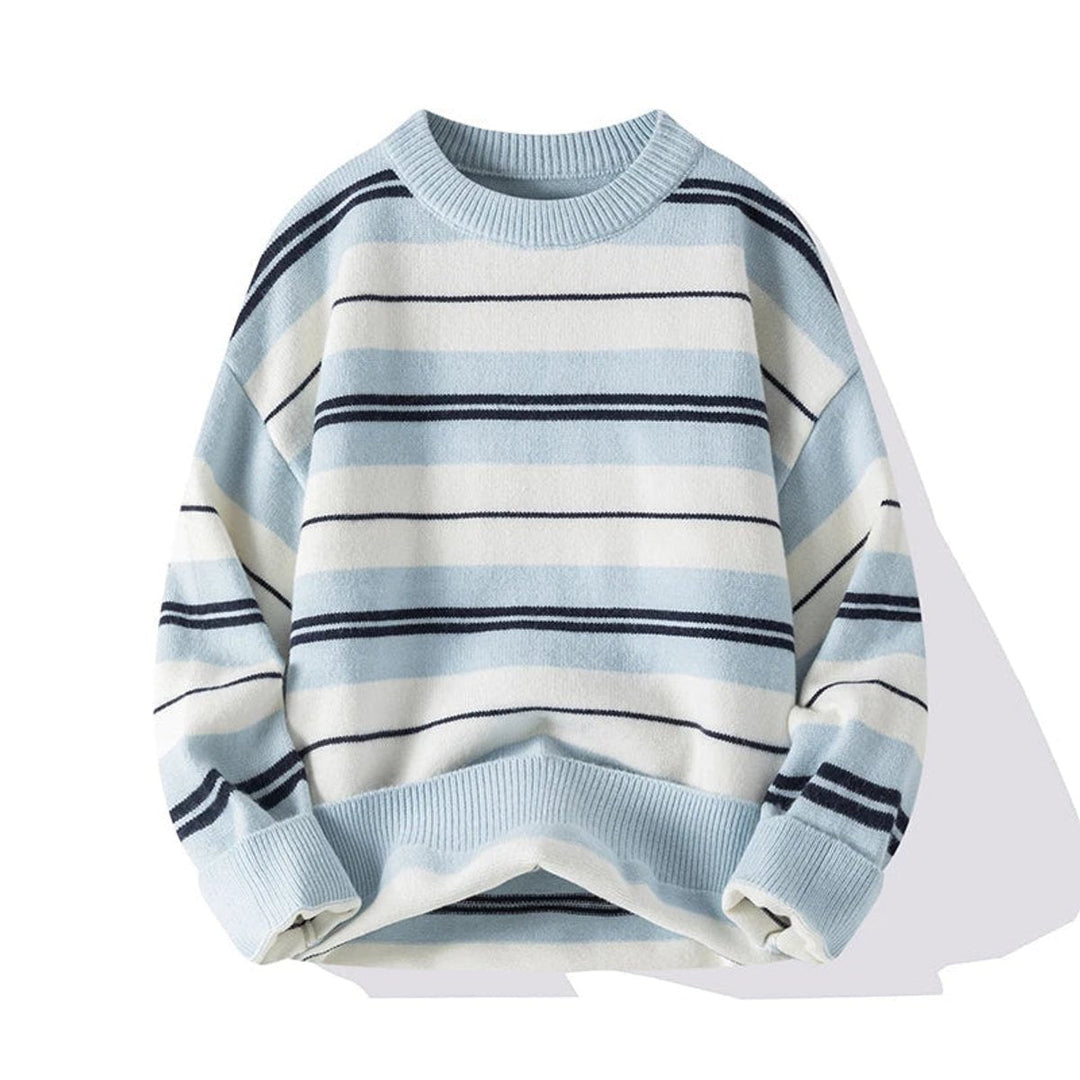 Archie | Men's Striped Cotton-Knit Jumper Crew Neck Ribbed Trims