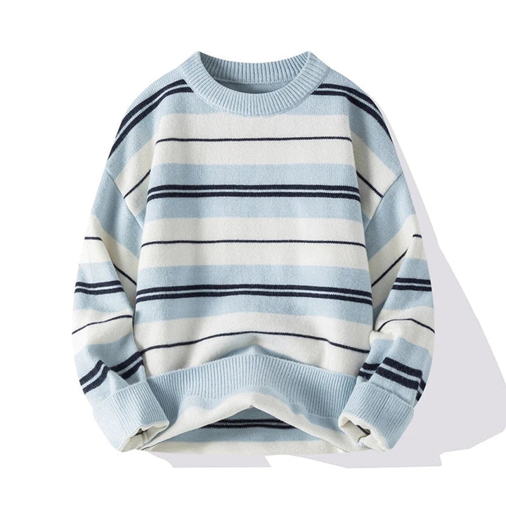 Archie | Men's Striped Cotton-Knit Jumper Crew Neck Ribbed Trims