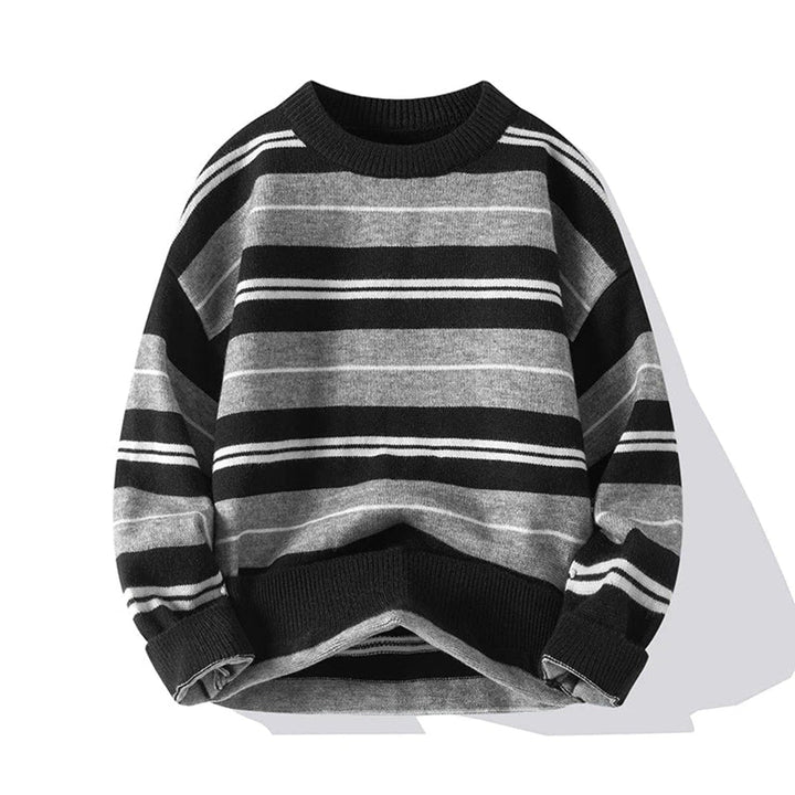 Archie | Men's Striped Cotton-Knit Jumper Crew Neck Ribbed Trims