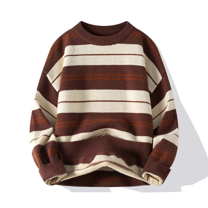 Archie | Men's Striped Cotton-Knit Jumper Crew Neck Ribbed Trims