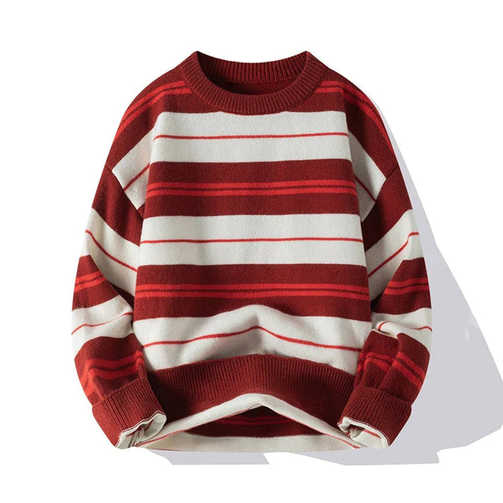 Archie | Men's Striped Cotton-Knit Jumper Crew Neck Ribbed Trims